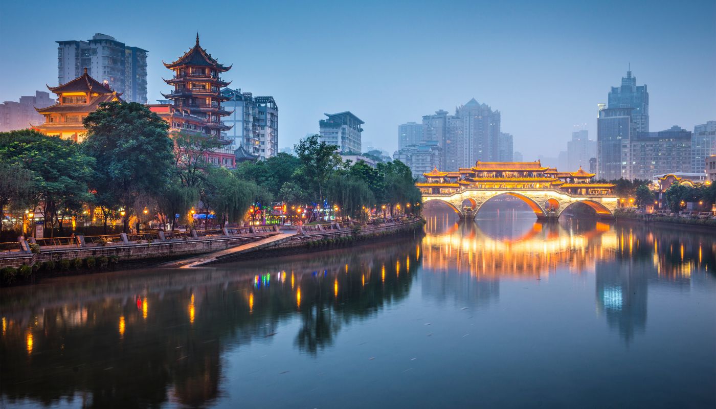 China Cityscape on the Jin River